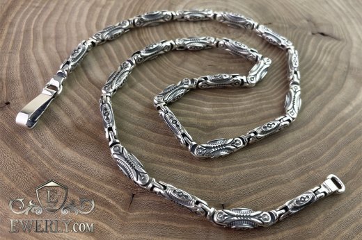 Цепочка серебряная мужская 55 см 90 грамм с чернением 111505EB